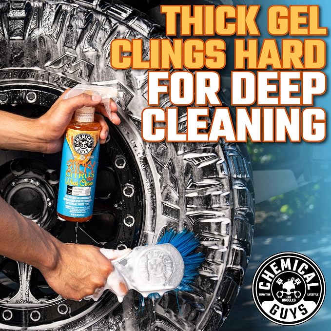 CLD105 Sticky Citrus Wheel Cleaner Gel, (Safe For All Wheel Types) Works on Cars, Trucks, SUVs, Motorcycles, RVs & More, 128 fl oz, (1 Gallon)