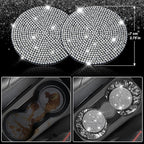 Bling Diamond Leather Car Seat Covers Sets 11 pcs,Bling Diamond Car Accessories for Women, Sparkly Rhinestone Steering Wheel Cover, Glitter Cute Interior Sets for Women Girl,Silver
