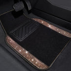Bling Rhinestone Diamond Car Floor Mat, Crystal Sparkly Shining Glitter Carpet Waterproof Anti-Slip PVC Heel Pad, Universal for Interior Auto SUV,Sedan,Van,4pcs Girl Women Men, Champagne Gold
