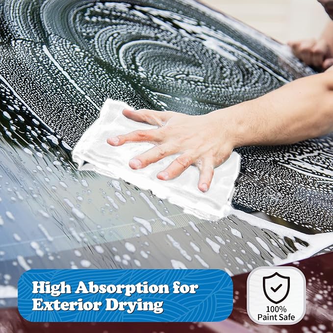 Microfiber Cleaning Cloth, Shop Towels Bulk, 24 Pack White Microfiber Towels for Cars, All-Purpose Absorbent Cleaning Rags, Dust Cloth for Automotive, Mechanic, Garage, Bar, 12 x 11 inch
