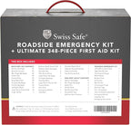 2-in-1 Car Emergency Kit | 12-FT Heavy-Duty Jumper Cables & 378-Piece Comprehensive Car First Aid Kit | Compact Roadside Auto Essentials for Vehicle Safety