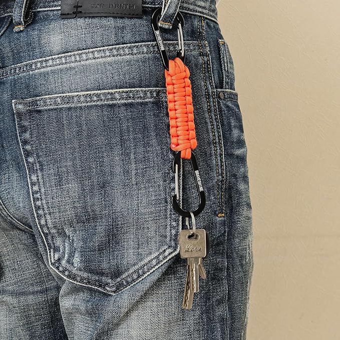 Paracord Keychain Carabiner Clip, D Ring Lanyard Hanger Stroller Hook for Water Bottle, Key, Backpacks, Men, Women