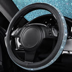 Mint Diamond Black Leather Steering Wheel Cover, Bling Blue Crystal Rhinestones Universal Fit 14"1/2-15" Crystal Glitter for Women Sparkle Girl Fit Suvs,Vans,Sedans,Cars,Trucks, Mint Diamond