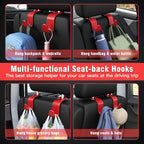 Car Seat Headrest Hook 4 Pack Hanger Storage Organizer Universal for Handbag Purse Coat Universal fit Vehicle Car S Type Red