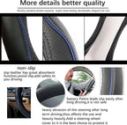 Car Steering Wheel Cover, Anti-Slip, Safety, Soft, Breathable, Heavy Duty, Thick, Full Surround, Sports Style (Black Blue)
