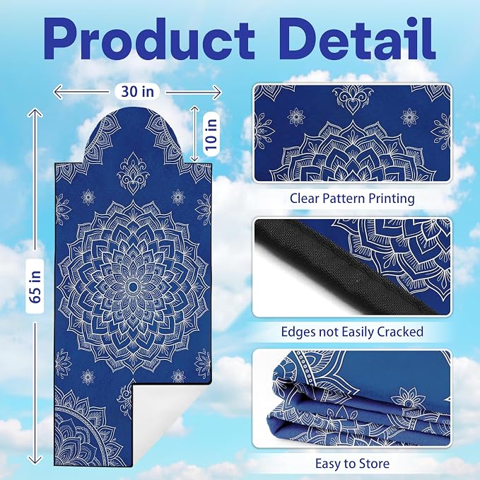 2 Pack Car Seat Towel Covers, Sweat-Proof Microfiber Seat Protectors for Gym, Running, Beach & Workout, Breathable Quick-Dry, Machine Washable, Blue Mandala Print, Universal Fit