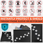 Dog Lover Faraday Bag for Phones & Key Fobs – RFID Shielding Privacy Pouch with Paw Print Design for Pet Owners, Electronic Device Storage Accessory
