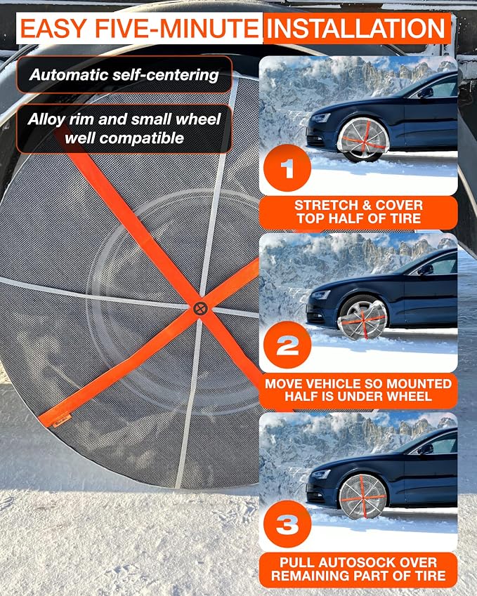 for Commercial Vehicles and Trucks AL79, Snow Socks for Tires, Pack of 2