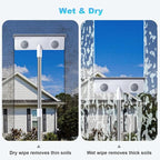 Mesh Screen Cleaner, Glass Wiper, Dust Paper Clip，3 in 1 Wet and Dry Screen Cleaner with Long Handle Wiper for Shower, Glass, Floor, Tile Walls, Car Windshield, White