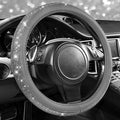 Bling Diamond Leather Steering Wheel Cover, with Bling Sparkly Crystal Glitter Rhinestones Universal Fit 14" 1/2-15" Car Wheel Protector for Women Girl Fit Suvs,Vans,Sedans,Cars,Trucks, Gray