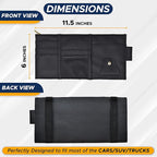 Car Sun Visor Organizer (Black) | Multi-Pocket Net Zipper Case for Cash, Card, Pen & Sunglass | Visor Organizer Storage Pouch | Interior Accessories with Pocket for Car & Truck | Small