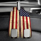 Purse Hook for Car Vintage American Flag 1 Pack Headrest Back Seat Hook Premium Leather Double Metal Hanger Storage Pack Bag Purse Holder Car Interior Accessories