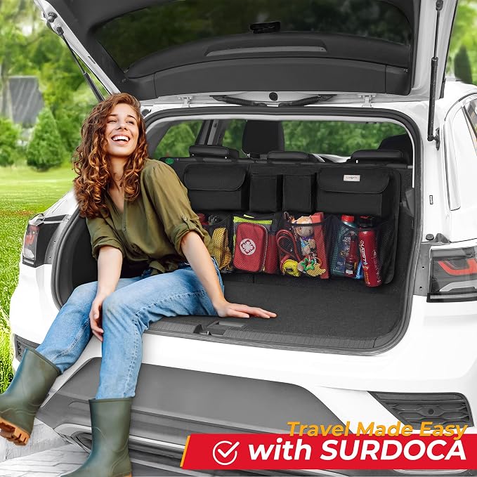 Car Trunk Organizer, LARGE CAPACITY(43 x 19 in) Car Storage Bag with 8 Pockets, 7X Upgraded Trunk Storage Organizer for Car, SUV, Truck, MPV