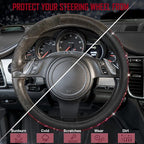 Red Diamond Black Leather Steering Wheel Cover, with Bling Crystal Rhinestones Universal Fit 14" 1/2-15" Crystal Glitter for Women Sparkle Girl Fit Suvs,Vans,Sedans,Cars,Trucks, Red Diamond