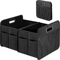 Car Trunk Organizer, 2 Compartments Collapsible Trunk Storage, Anti-slip Design, Made of Waterproof 600D Oxford Polyester, Suitable for SUV, Minivan, Truck, Standard Size, Black New
