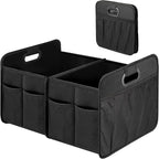 Car Trunk Organizer, 2 Compartments Collapsible Trunk Storage, Anti-slip Design, Made of Waterproof 600D Oxford Polyester, Suitable for SUV, Minivan, Truck, Standard Size, Black New