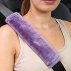 Soft Faux Fur Universal Fit Seatbelt Cover Car Truck SUV Airplane Seat Belt Shoulder Pad for Carmera Backpack Straps Neck Cushion Protector 2 Pack 10.5in Light Lavender