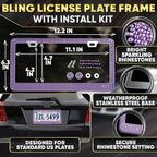 Purple Car Accessories Set, 27 Pieces – Bling Car Accessories for Women, Steering Wheel Cover, Rearview Mirror, Air Vent, Dashboard and Console Rhinestone Decor - Universal Fit Interior Styling Kit