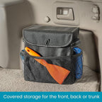 Carganizer Small Car Storage Bin with Lid for Trunk, Front Seat or Backseat | Multipurpose Compact Car Organizer Holds Driving Essentials, Cleaning Supplies, Emergency Items and Pet Needs