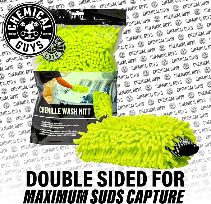Chenille Premium Scratch-Free Microfiber Wash Mitt for Car Washing,Lime Green,Ultra-Soft Car Wash Gloves,Swirl-Free Finish,Safe for Trucks,SUVs,Motorcycles,and More,(Pack of 24)