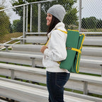 Heated Stadium Seat, Foldable, Lightweight with Carrying Strap, Foam Cushion for Comfort, Adjustable, Back Support, Multi-Functional Use As Stadium Seat or Seat Pad, Green/Yellow