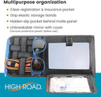 Car Sun Visor Organizer with Hidden Auto Registration and Insurance Holder, Car Visor Mirror and Grip Band Storage Panel for Sunglasses and Driving Essentials