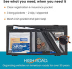 Car Visor Organizer with Zippered Pockets, Sunglasses Sleeve and Clear Photo or Registration and Insurance Pocket - Heavy Duty Straps Fit Most Car, SUV and Truck Visors - Gray