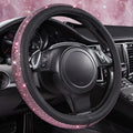 Bling Diamond Leather Steering Wheel Cover, Bling Sparkly Crystal Glitter Rhinestones Universal Fit 14" 1/2-15" Car Wheel Protect for Women Girl Fit Suvs,Vans,Sedans,Cars,Trucks, Pink Black