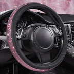 Bling Diamond Leather Steering Wheel Cover, Bling Sparkly Crystal Glitter Rhinestones Universal Fit 14" 1/2-15" Car Wheel Protect for Women Girl Fit Suvs,Vans,Sedans,Cars,Trucks, Pink Black