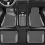 Microfiber Leather Steering Wheel Cover and Waterproof Car Floor Mats,Universal Car Combo Fit for 95% Sedan,SUV,Cars,14.5-15inch Anti-Slip Safety Comfortable Faux Leather Design(Solid Gray)