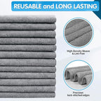 Grey Microfiber Cleaning Cloth -Pack of 12, Highly Absorbent Cleaning Rags, 16"X12" All Purpose Cleaning Towels for Housekeeping, Kitchen, Car, Lint Free and Reusable Microfiber Towels