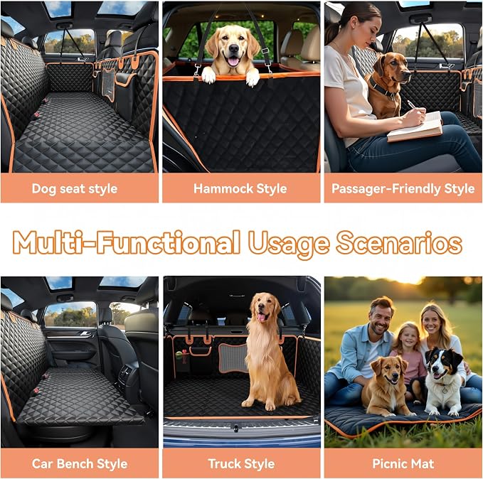 Back Seat Extender for Dogs,Dog Car Seat Cover for Back Seat with Hard Bottom Holds 500 lbs,Car Seat Protector,Waterproof Extender for Dogs,Pet Bed for Full Size F150/RAM1500/Silverado Crew Cab Pickup