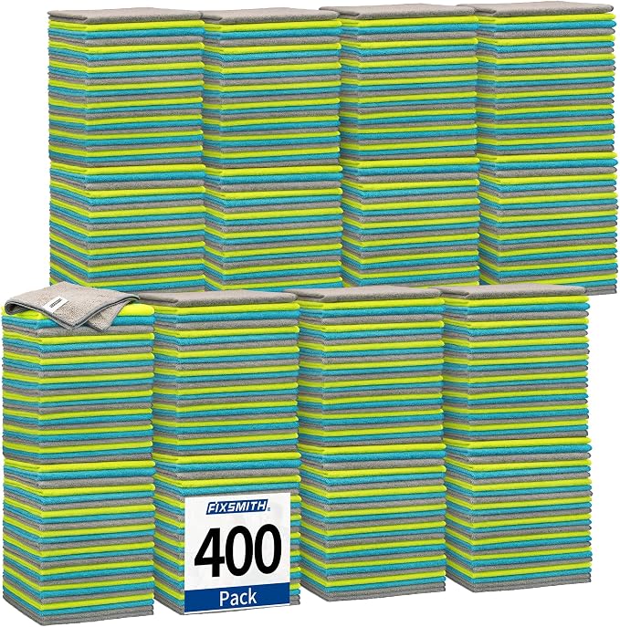 Shop Towels-400 Pack, Multi-Functional Shop Rags, 12 x 16 in Microfiber Cleaning Cloth, Highly Absorbent Cleaning Rags, Cleaning Towels for Car Kitchen Home Office