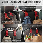 Car Seat Headrest Hook Universal Vehicle Storage Hanger Leather with Metal Car Seat Back Organizer for Handbag Purse Coat Wine 2 Pack