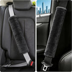 Soft Faux Fur Universal Fit Seatbelt Cover Car Truck SUV Airplane Seat Belt Shoulder Pad for Carmera Backpack Straps Neck Cushion Protector Extra Long 15.7in Dark Gray