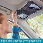 Car Visor Organizer with Secure Zip Pockets, Sunglasses Holder and Clear Registration and Insurance Pocket - Heavy Duty Straps Fit Most Car, SUV and Truck Visors (6)