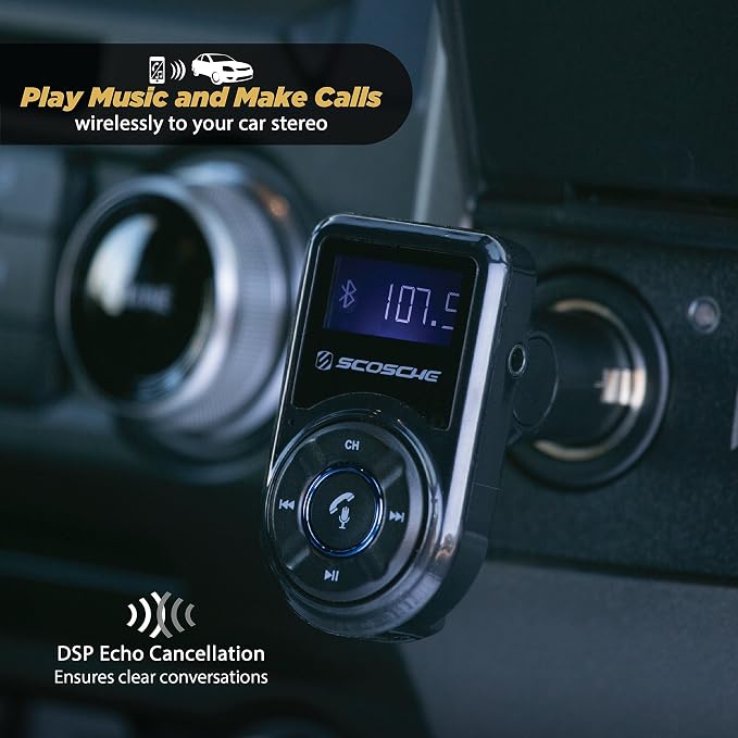 BTFM3 BTFREQ Universal Bluetooth Hands-Free Car Kit with Digital FM Transmitter and 10-Watt USB Car Charger - Black XL