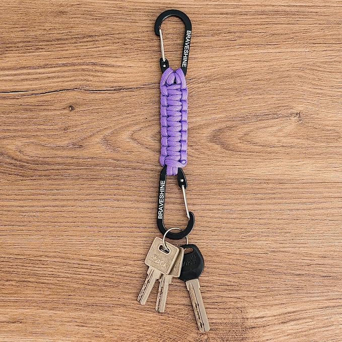 Paracord Keychain Carabiner Clip, D Ring Lanyard Hanger Stroller Hook for Water Bottle, Key, Backpacks, Men, Women