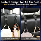 Headrest Hooks for Car Adjustable 4 Pack Vehicle Seat Back Organizer Storage Hanger Holder for Purse Bags Universal Fit with Clip Black Carbon Fiber
