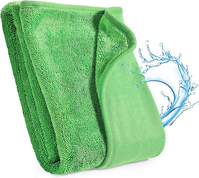 Microfiber Towels for Cars, 63" x 29.5" Car Drying Towel, Green Reusable Car Towel, Quick Drying Car Microfiber Cleaning Cloth for RVs, SUVs, Trucks