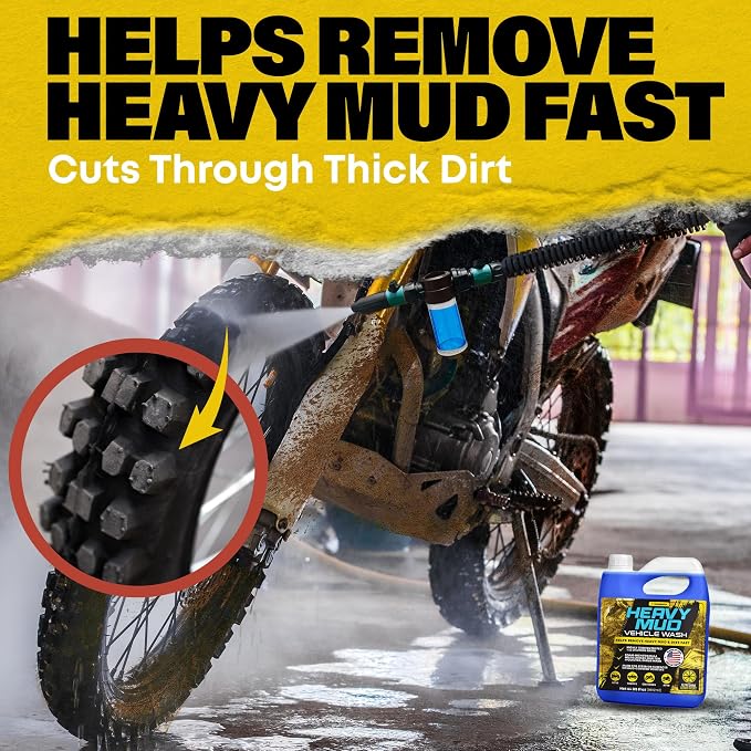 Heavy Mud Wash – Highly Concentrated 1:32 Ratio, Thick Foam Car Wash Soap & ATV Cleaner for Trucks, UTV Cleaner, Dirt Bikes & RVs – Works with Foam Cannons & Bucket Washes – 64 fl oz