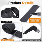 Black 2:1 Ratio Automotive Heat Shrink Braided Sleeving,Wear-Resistant Flat Woven Shrinkable Sleeve Fabric Car Cable Wires Hoses Protection (2''-50ft)