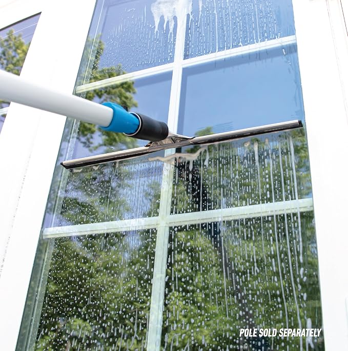Connect and Clean 16” Performance Window and Glass Cleaning Squeegee with Replacement Rubber, Cleaning Supplies, Heavy Duty Household Cleaner Tools with Streak-Free Results