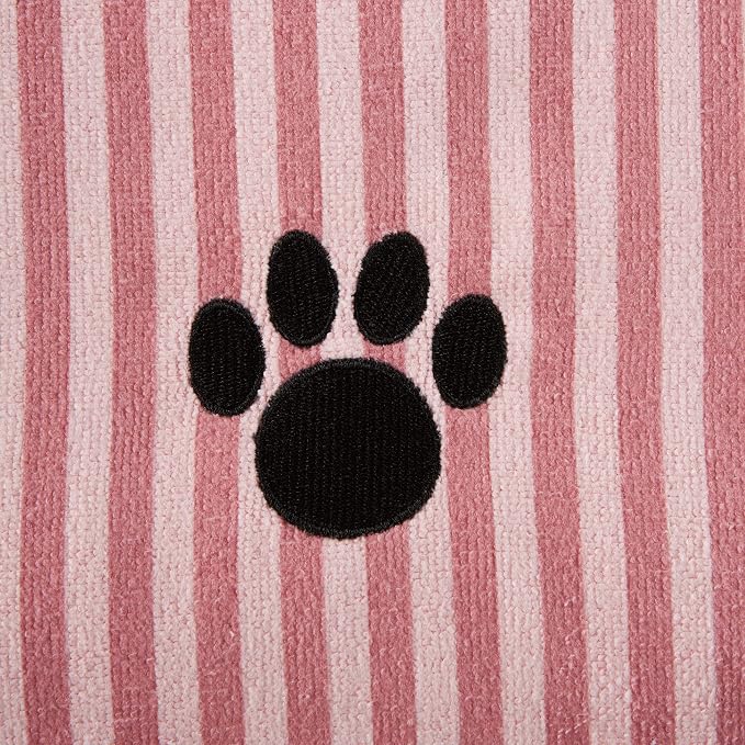 Pet Grooming Microfiber Towel, Striped Collection, X-Large, 41x23.5, Rose (Pack of 2)