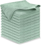 Microfiber Cleaning Cloth - Sea Green - 12Pcs (12.5x12.5 inch) High Performance - 1200 Washes, Ultra Absorbent Car Towel Traps Grime & Liquid for Streak-Free Mirror Shine - car Washing Cloth