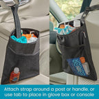 TrimTrash Hanging Car Garbage Bag - Slim and Leakproof Car Trash Bag with Magnetic Closure and Storage Pocket - Attaches to Seat, Glovebox or Console