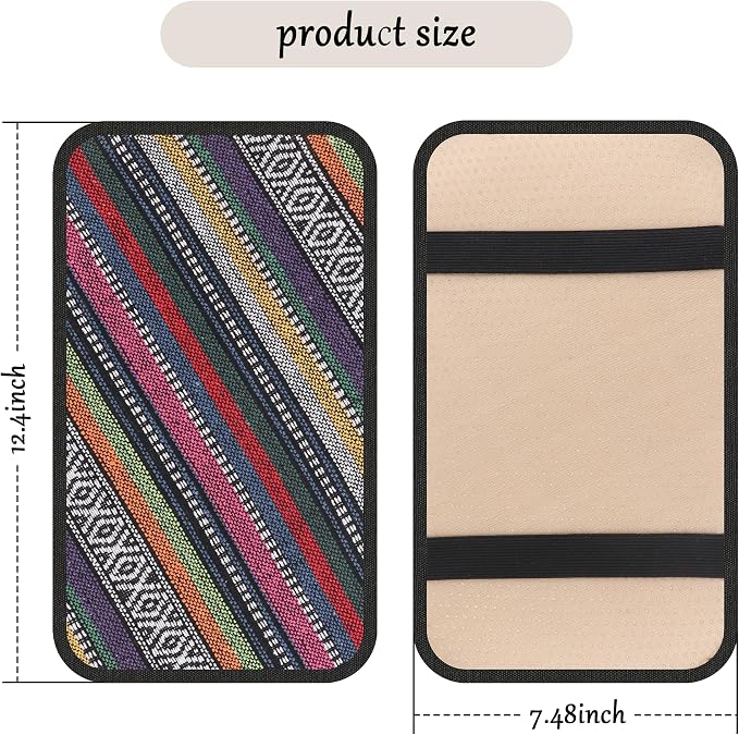 Car Center Console Cover,Boho Car Accessories Car Armrest Box Pad for Comfortable Support,Universal Armrest Cover for Car Truck SUV Center Console,Car Decorations Interior Aesthetic (Armrest cover-B)