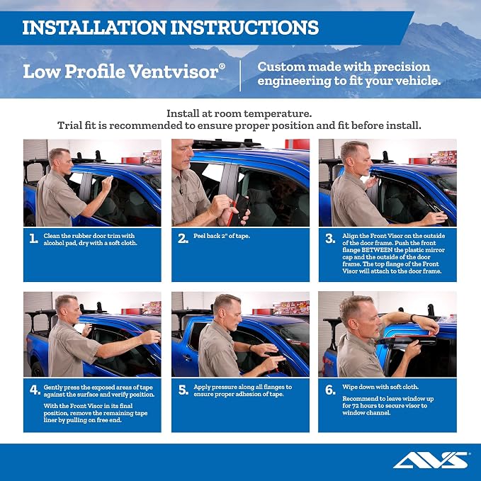 Auto Ventshade [AVS] Low Profile Rain Guards For 2019-2025 Chevrolet Silverado-GMC Sierra 1500; 20-25 Silverado/Sierra 2500HD/3500HD, CREW CAB ONLY | Window Vent Visors, 4 pcs. - Dark Smoke | 894075