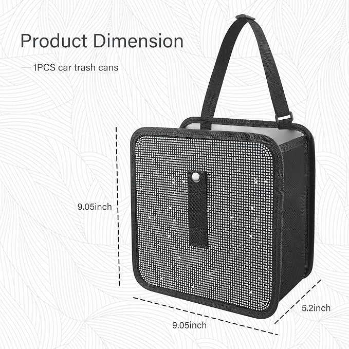 Foldable Car Trash Cans with Rhinestone,Bling Car Trash Bin for Car Seat Organizer & Car Decorations,Universal Bling Car Accessories Car Garbage Can for Most Cars,SUVs,Trucks (White)