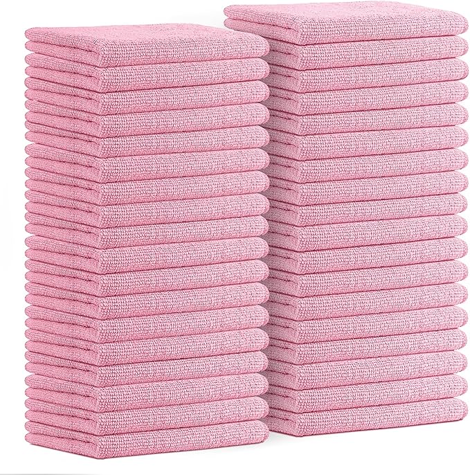 Microfiber Cleaning Cloths (Value Pack of 36) - Size 16 x 16 Inches, Highly Absorbent Cleaning Rags, Lint Free, Reusable and Washable, Microfiber Towels for Cars